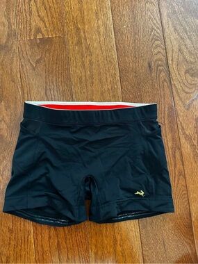 Tracksmith Black Athletic Running Shorts with Red Waist Lining